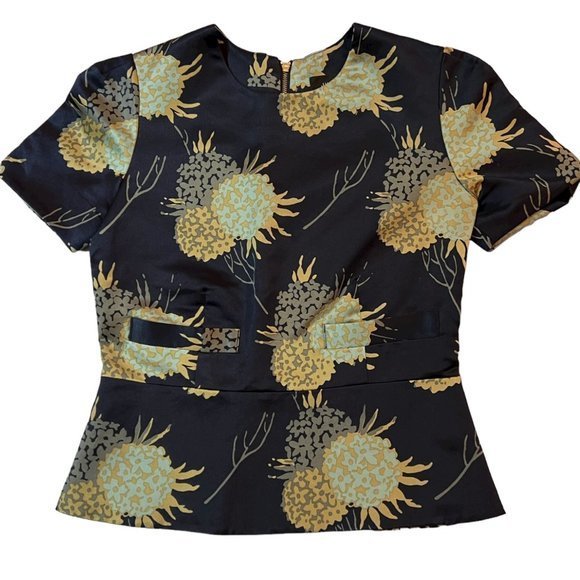 Women's Jill Stuart Silk Blend Navy Floral Top Size 0 - Picture 1 of 5